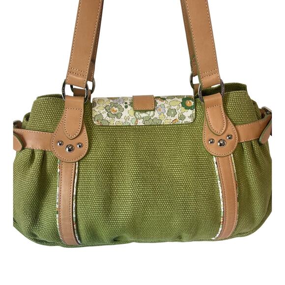RARE Longchamp Idole Belted Green Floral Shoulder Bag Canvas Floral Vintage Y2K - Picture 8 of 11